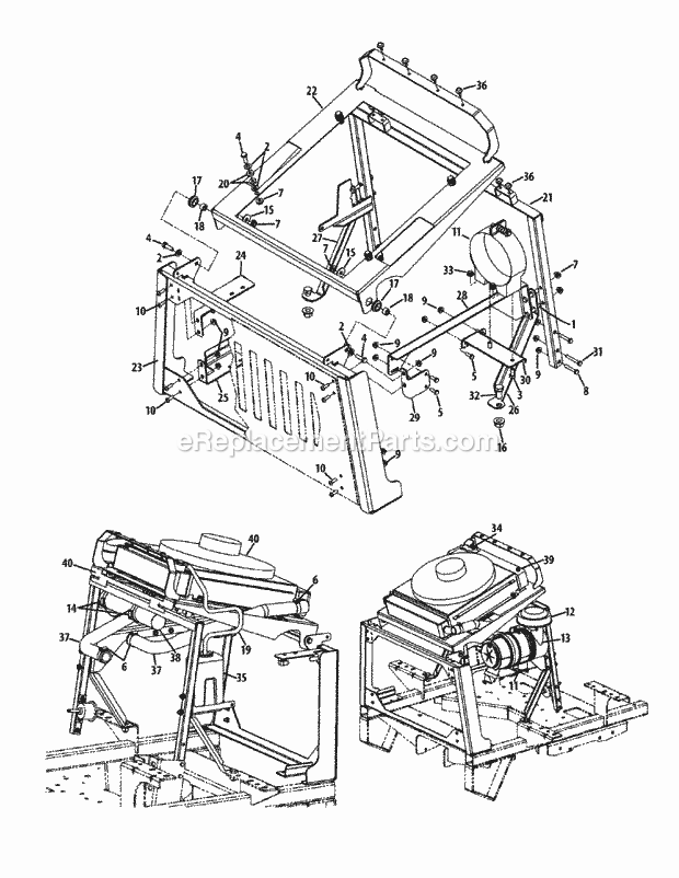 Radiator & Air Cleaner Diagram and Parts List for S6032-D 53BY8DU6750-312HP Cub Cadet Lawn Tractor